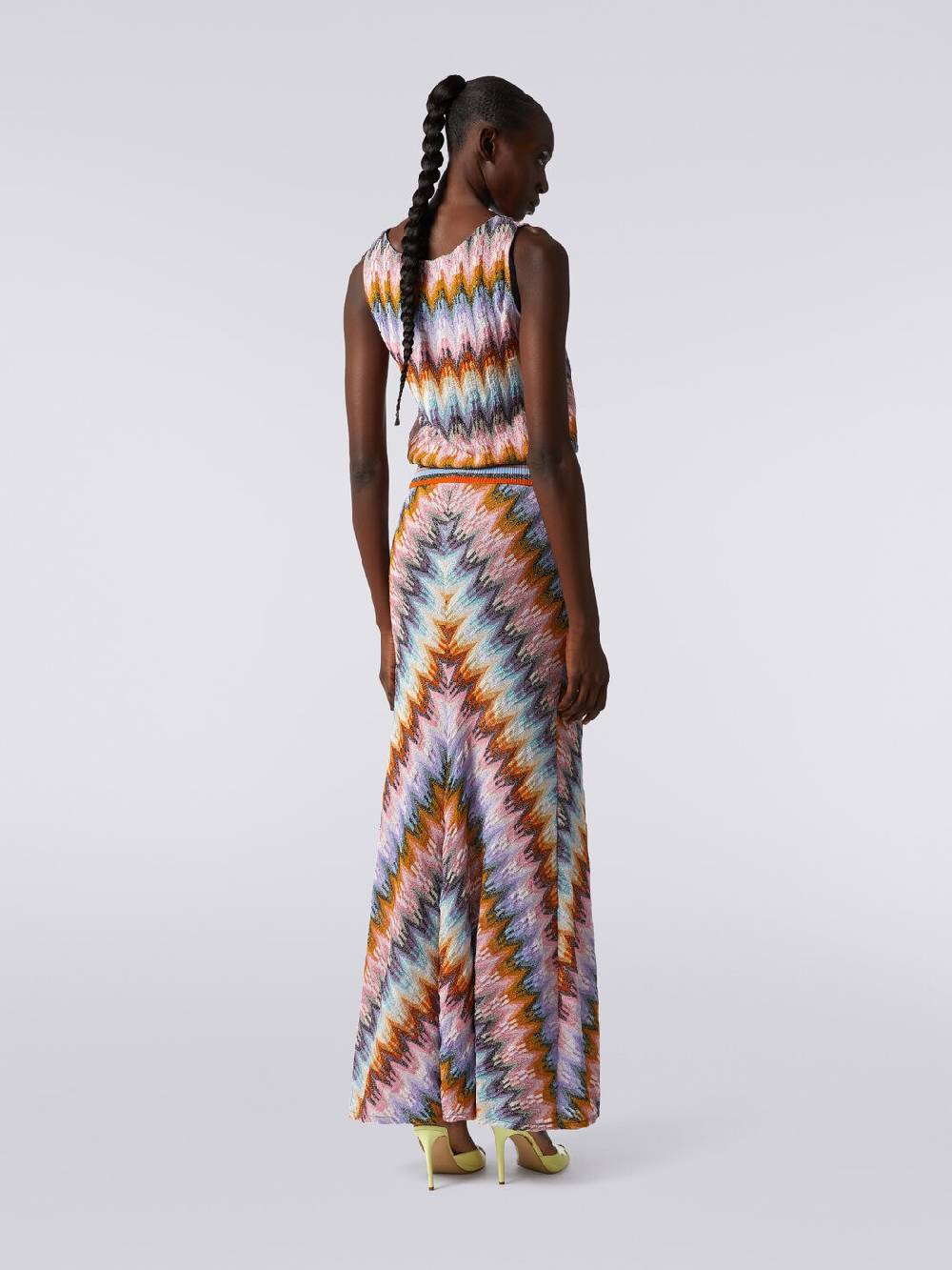 Missoni Gonna lunga svasata in viscosa zig zag con lurex Promozione