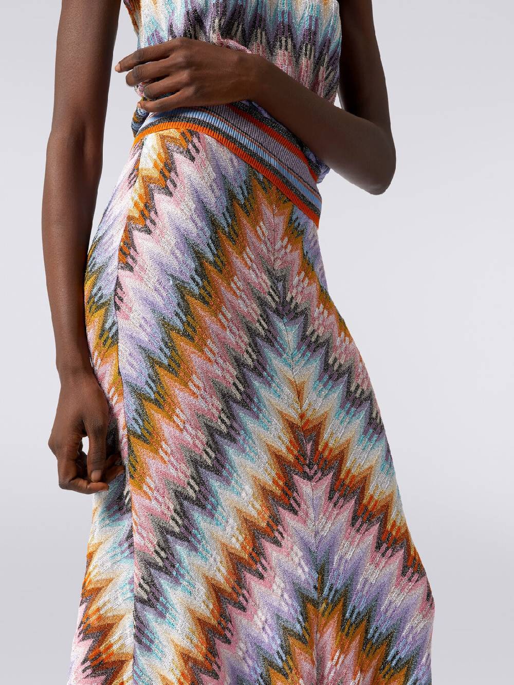 Missoni Gonna lunga svasata in viscosa zig zag con lurex Promozione