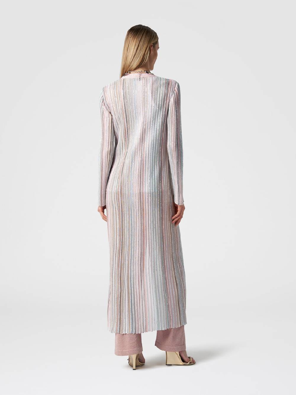 Missoni Cardigan lungo in maglia con righe verticali e paillettes Spedizione Gratuita