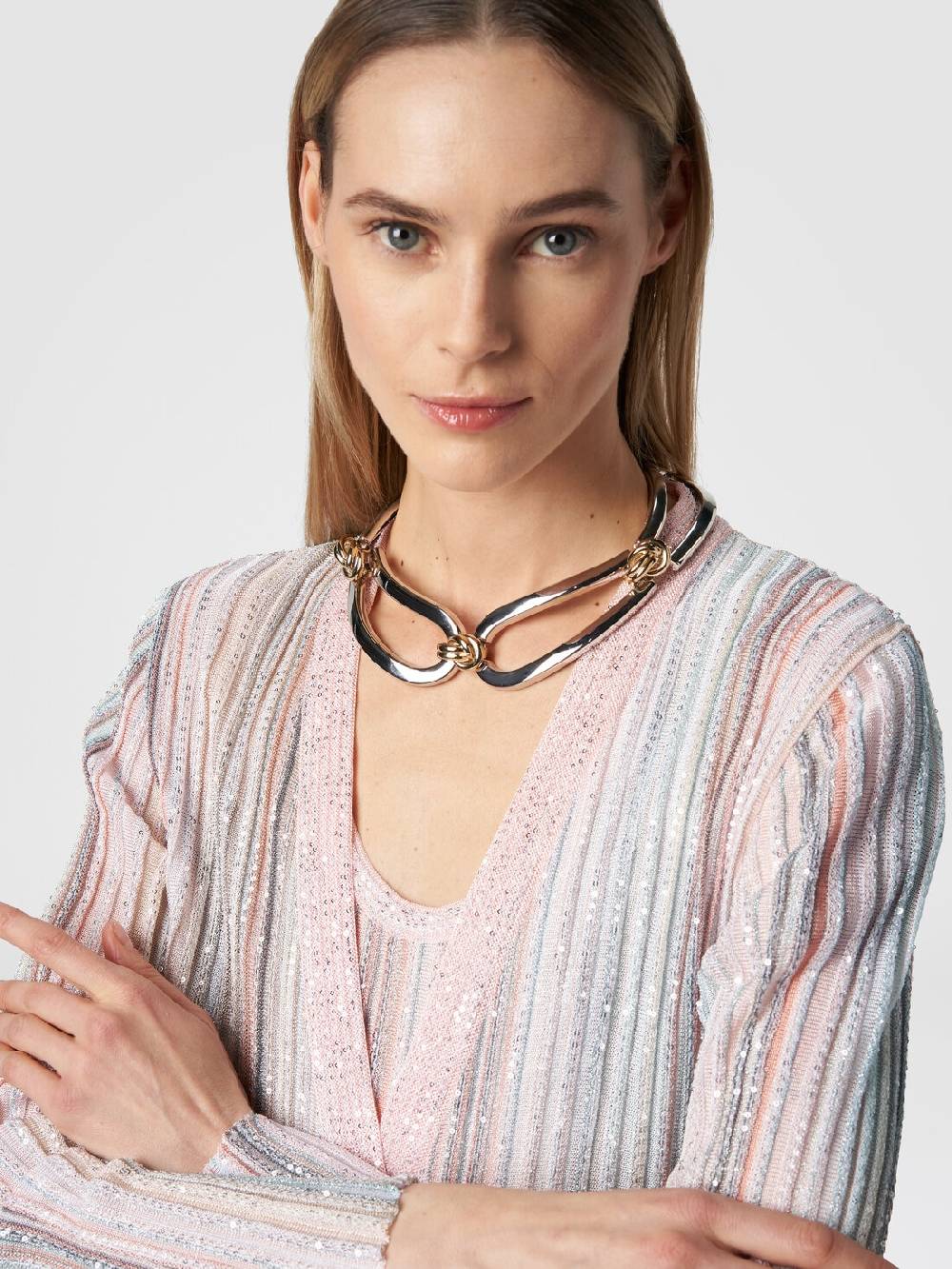 Missoni Cardigan lungo in maglia con righe verticali e paillettes Spedizione Gratuita