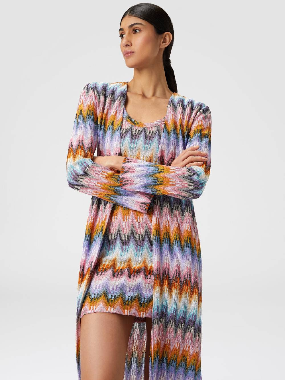 Missoni Cardigan lungo in maglia zig zag lamé Negozi Online