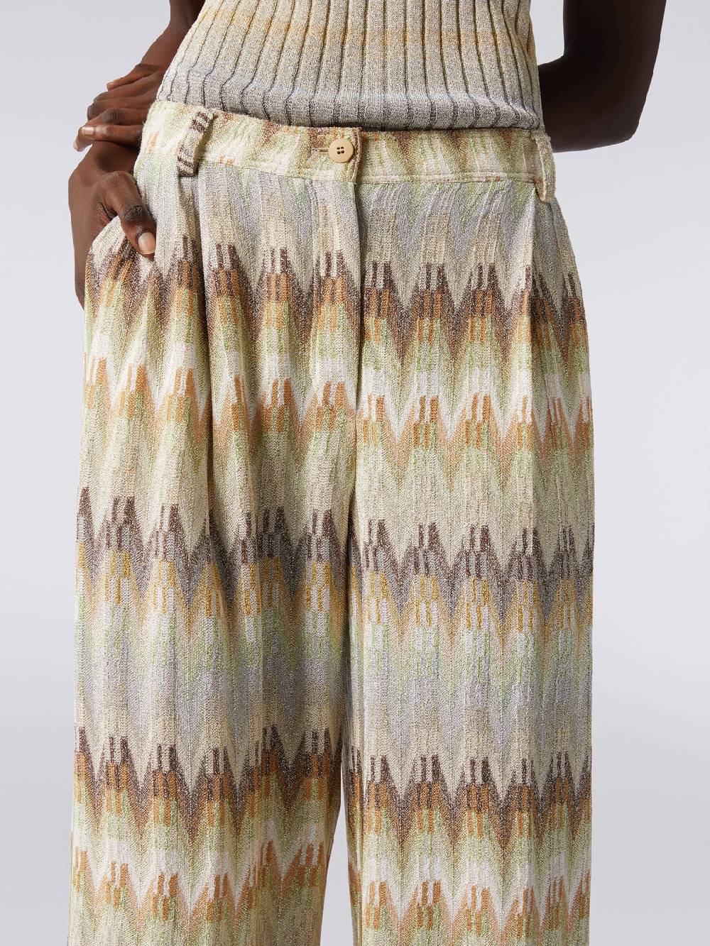 Missoni Pantaloni classici in viscosa zig zag con lurex Promozione Limitata