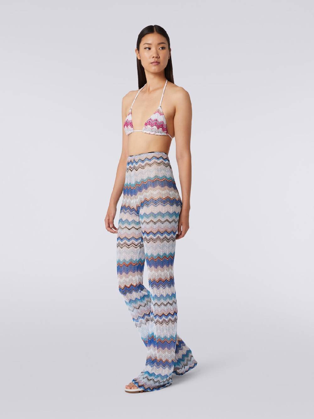 Missoni Pantaloni copricostume in crochet zig zag con lurex Presa
