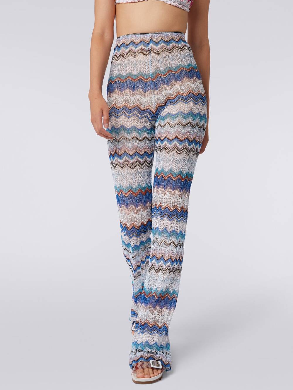 Missoni Pantaloni copricostume in crochet zig zag con lurex Presa