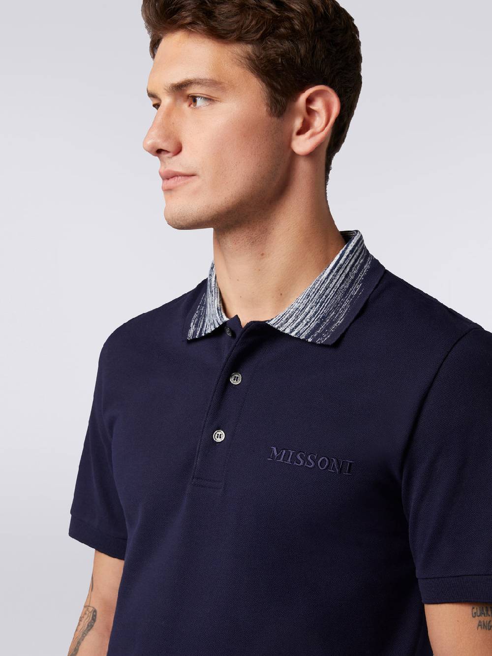 Missoni Polo in cotone con colletto fiammato e scritta logo Outlet