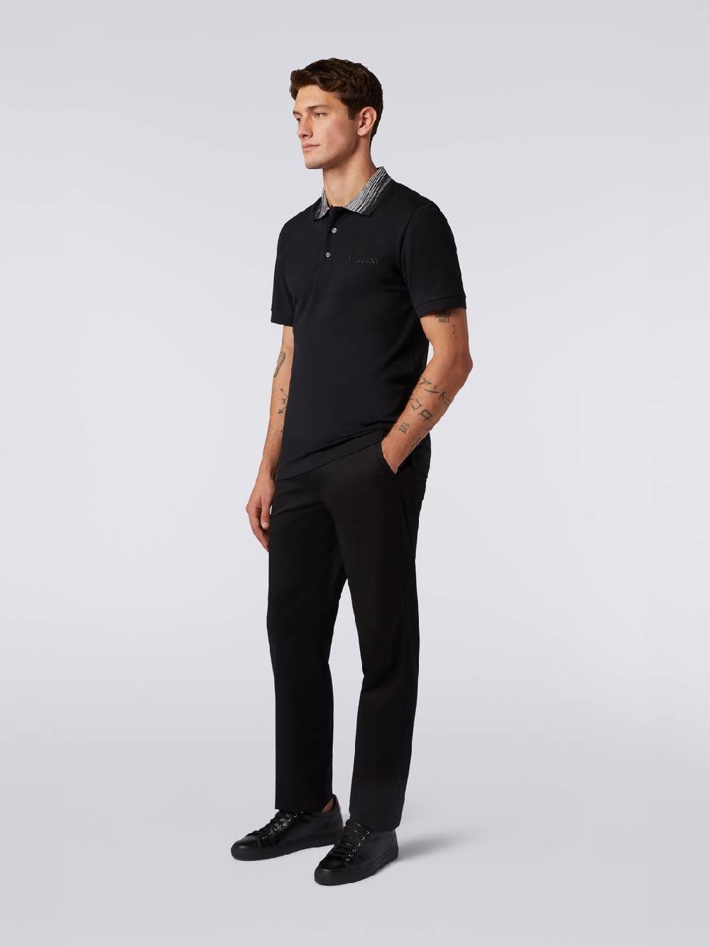 Missoni Polo in cotone con colletto fiammato e scritta logo Saldi