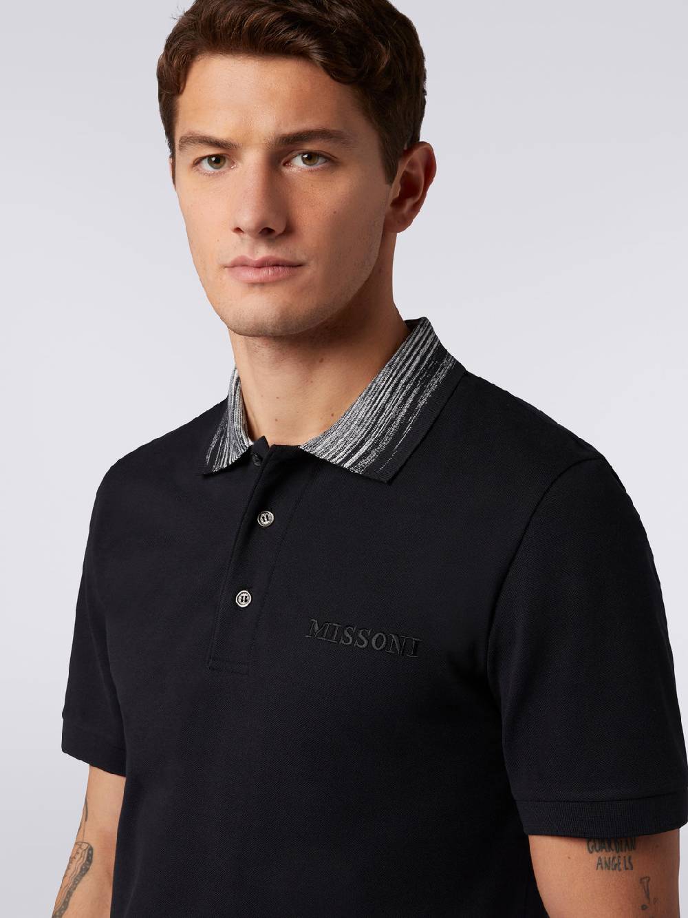Missoni Polo in cotone con colletto fiammato e scritta logo Saldi