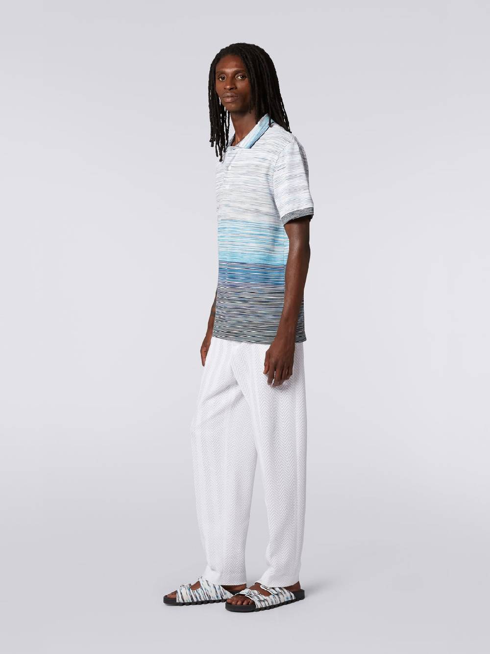 Missoni Polo in piquet di cotone fiammato Vendita Calda