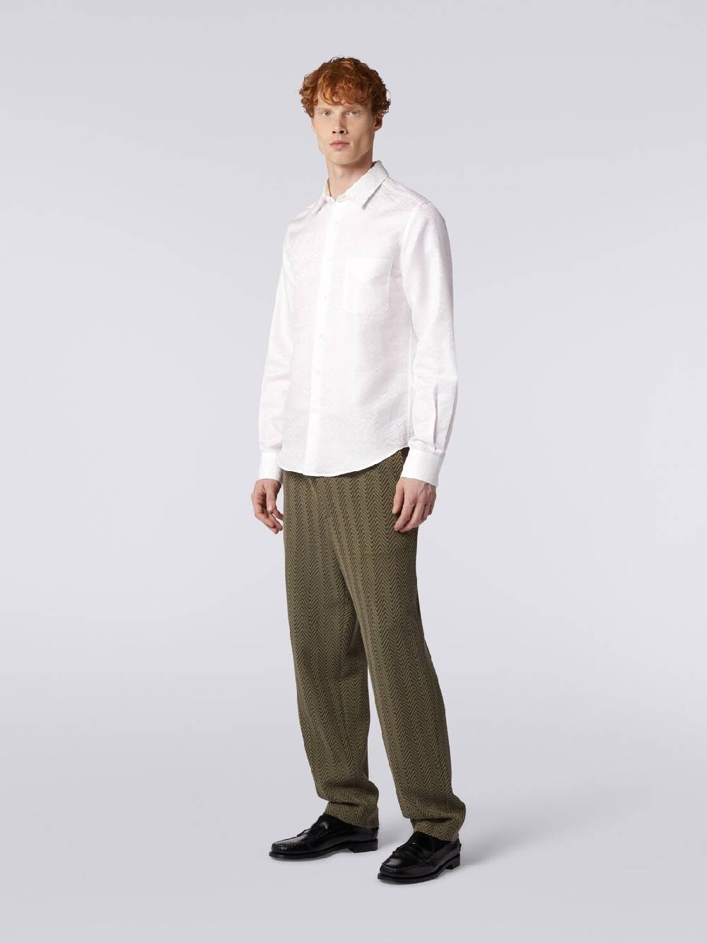 Missoni Camicia a maniche lunghe in misto cotone con motivo zig zag Vendita Economica