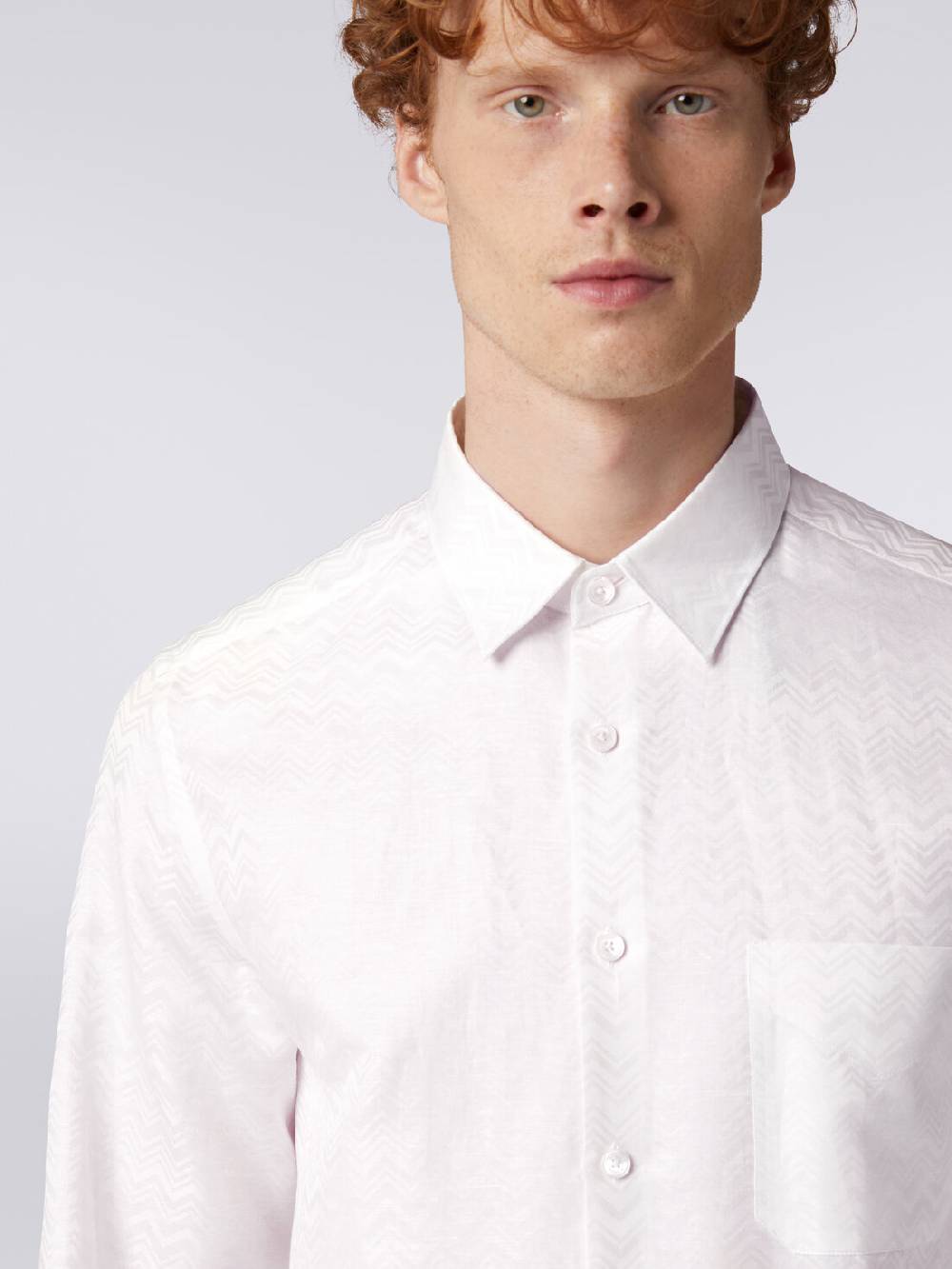 Missoni Camicia a maniche lunghe in misto cotone con motivo zig zag Vendita Economica