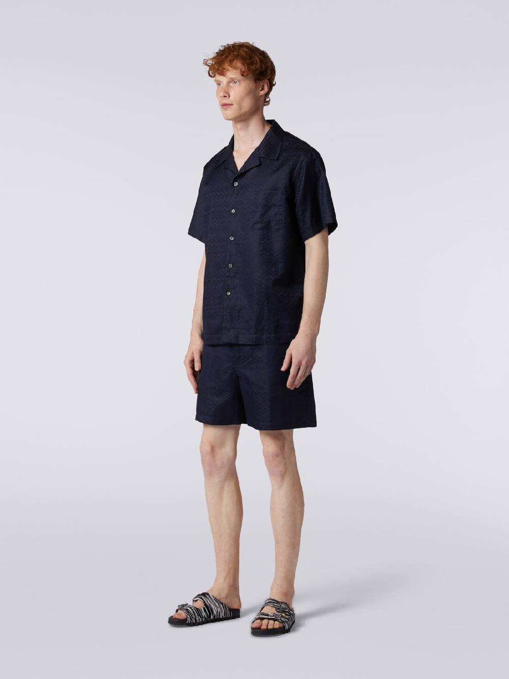 Missoni Camicia a maniche corte modello bowling in misto cotone chevron In Linea