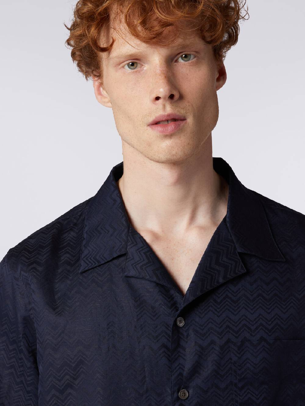 Missoni Camicia a maniche corte modello bowling in misto cotone chevron In Linea