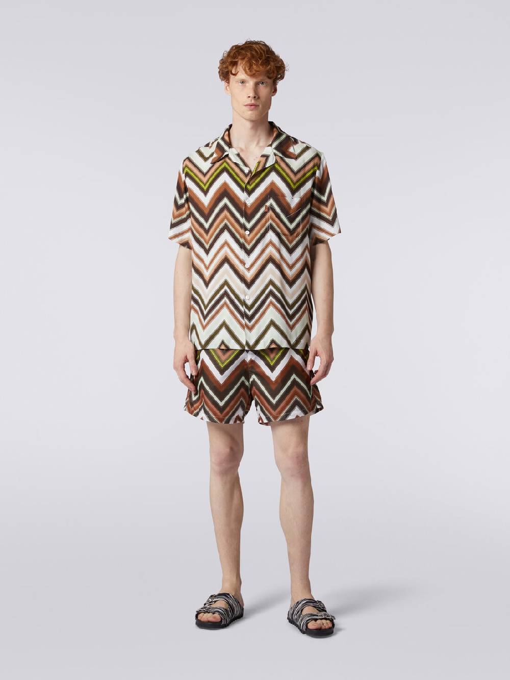 Missoni Camicia a maniche corte in viscosa con stampa chevron Qualità
