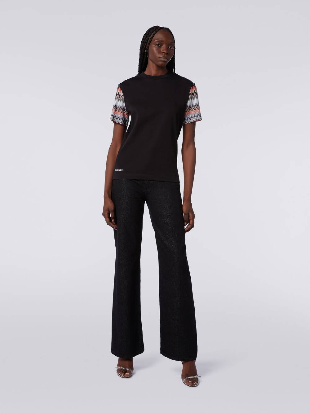 Missoni T-shirt girocollo in cotone con inserti zig zag Novità
