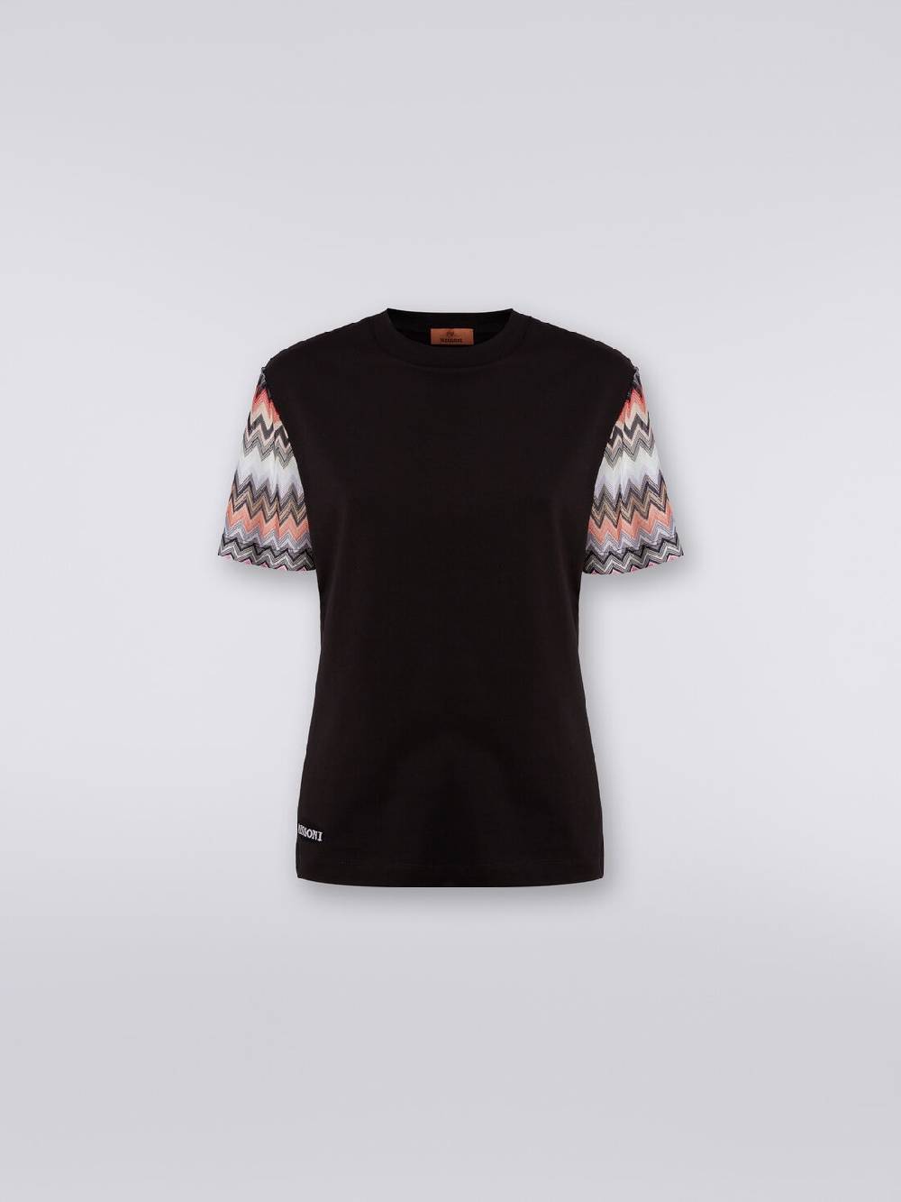 Missoni T-shirt girocollo in cotone con inserti zig zag Novità
