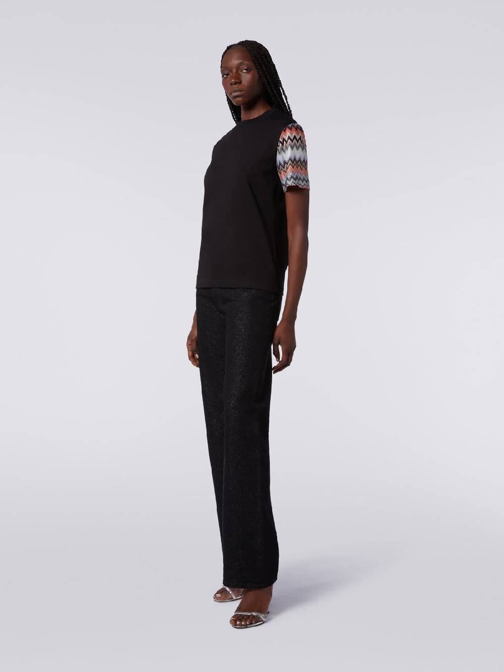 Missoni T-shirt girocollo in cotone con inserti zig zag Novità