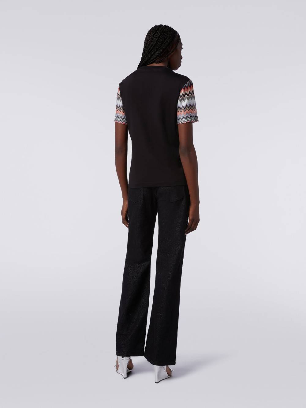 Missoni T-shirt girocollo in cotone con inserti zig zag Novità