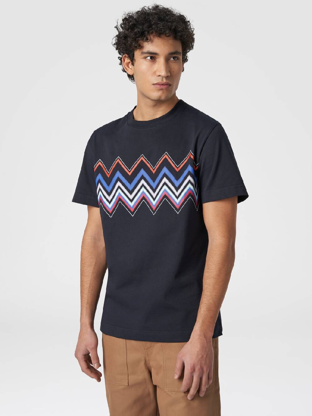 Missoni T-shirt a maniche corte in cotone con stampa zig zag Offerta