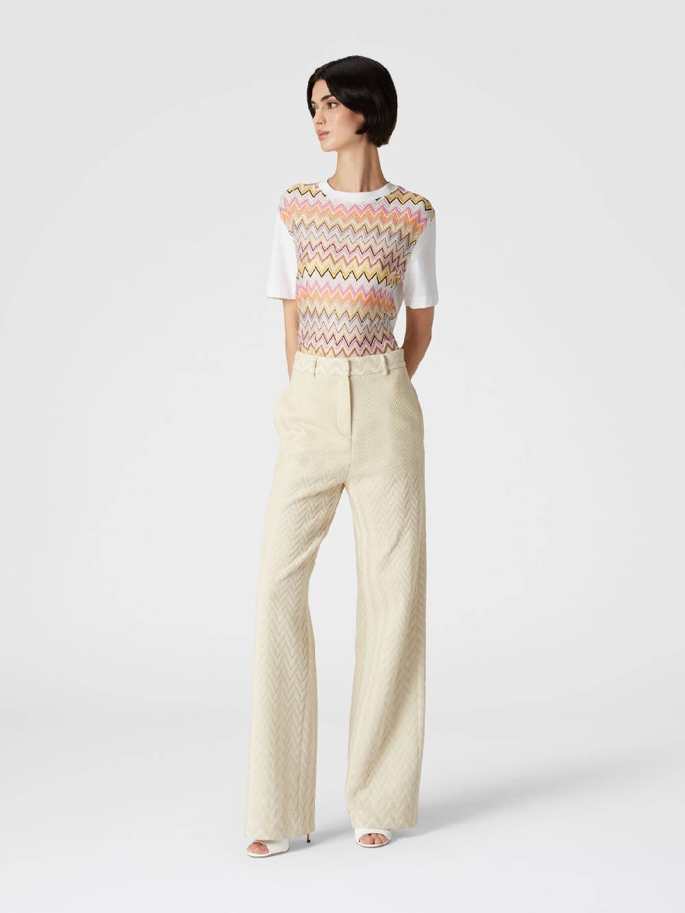 Missoni T-shirt in jersey di cotone con inserti chevron I Più Venduti