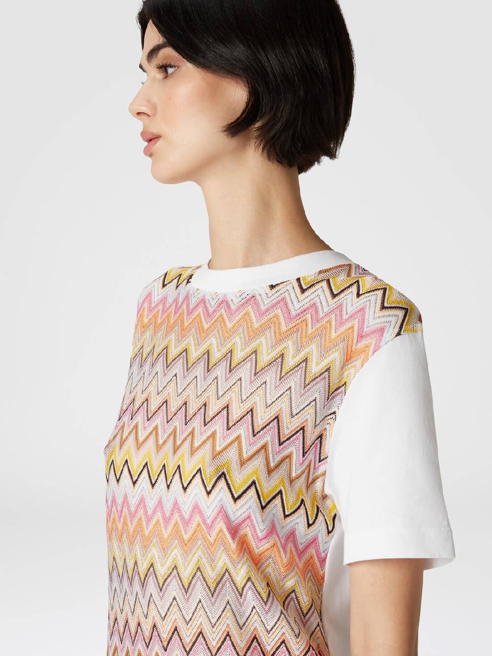 Missoni T-shirt in jersey di cotone con inserti chevron I Più Venduti