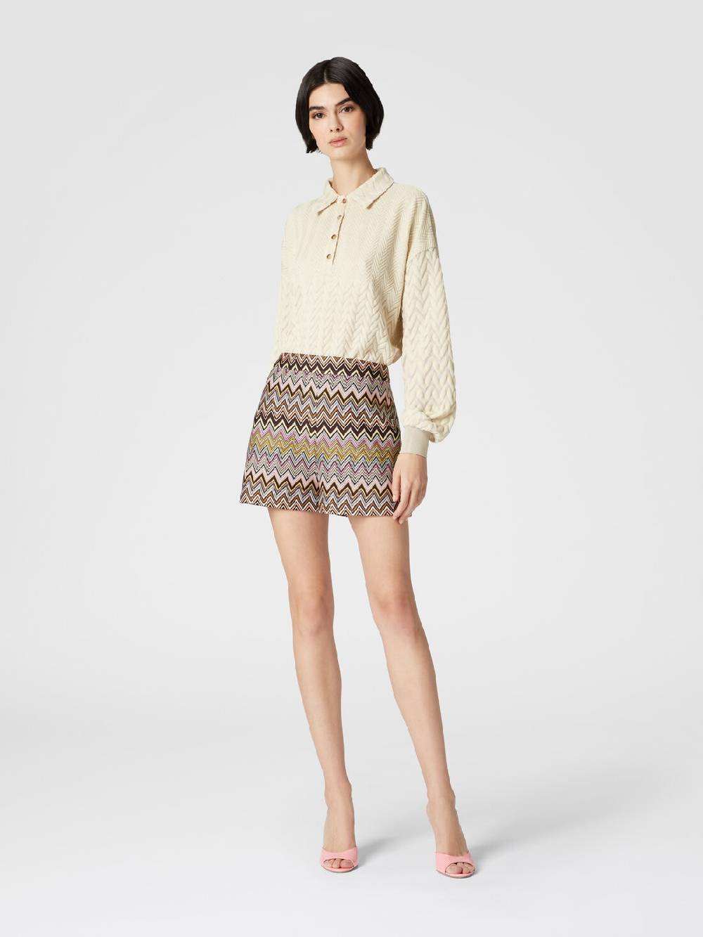 Missoni Polo a maniche lunghe con chevron tono su tono Nuova