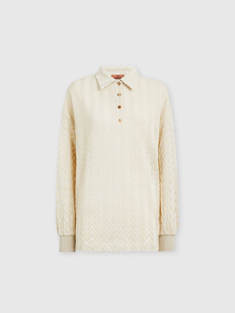 Missoni Polo a maniche lunghe con chevron tono su tono Nuova