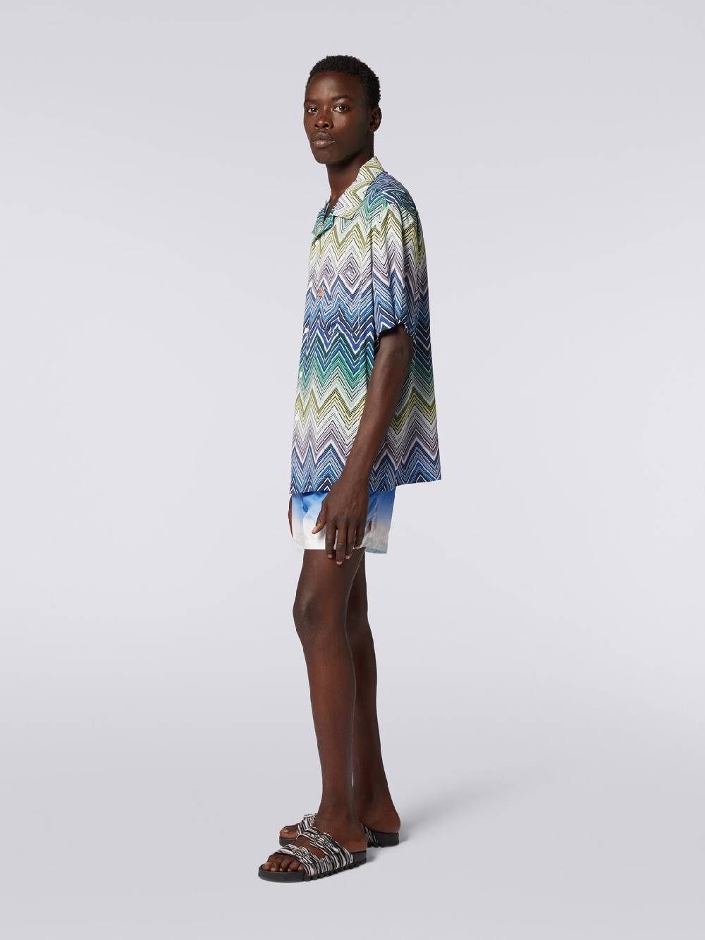 Missoni Camicia a maniche corte in viscosa con stampa macro zig zag Italia