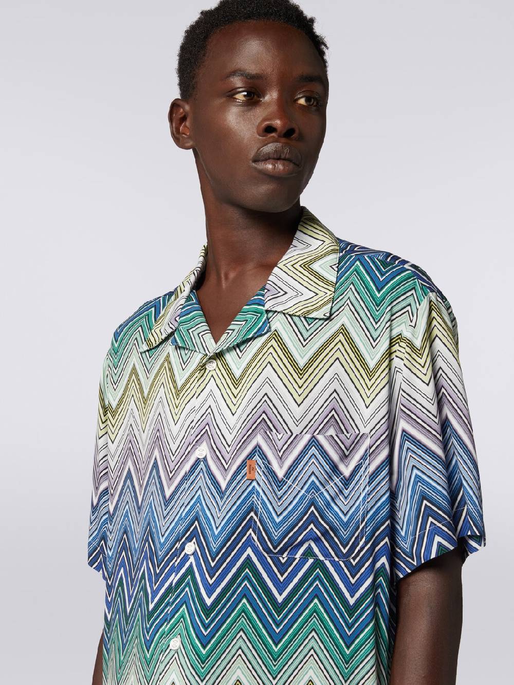 Missoni Camicia a maniche corte in viscosa con stampa macro zig zag Italia