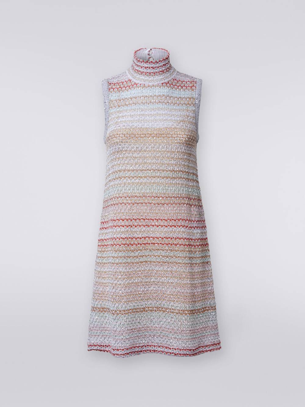 Missoni Mini-abito in maglia a rete con collo alto e applicazione di paillettes Spedizione Gratuita