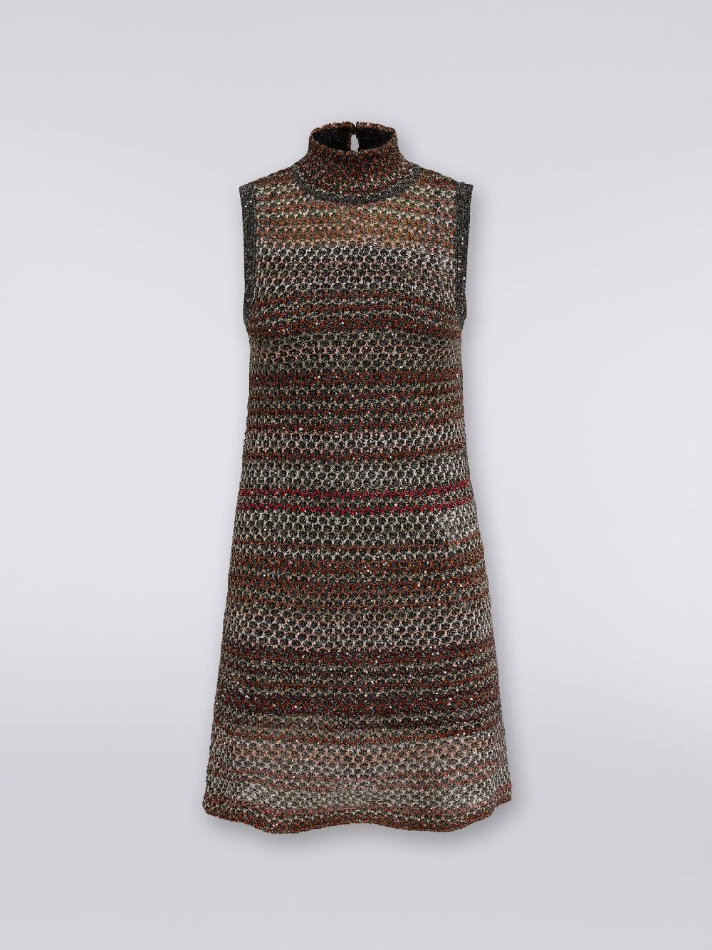 Missoni Mini-abito in maglia a rete con collo alto e applicazione di paillettes Consegna Veloce