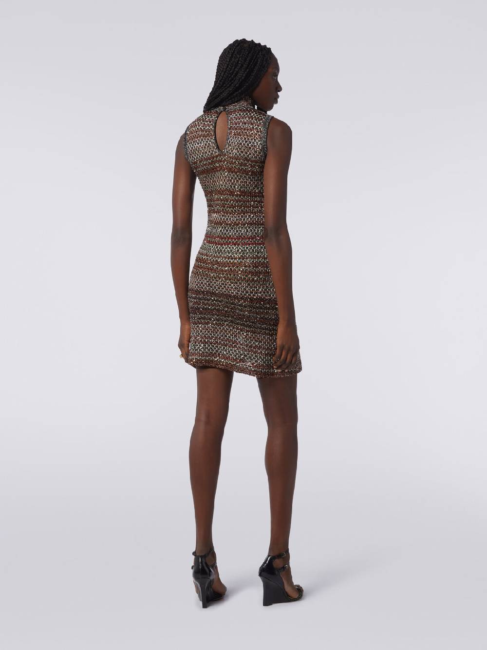 Missoni Mini-abito in maglia a rete con collo alto e applicazione di paillettes Consegna Veloce