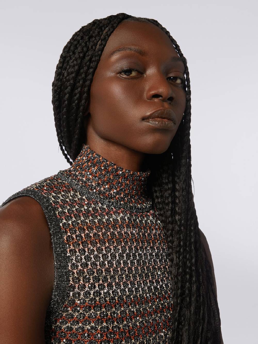 Missoni Mini-abito in maglia a rete con collo alto e applicazione di paillettes Consegna Veloce