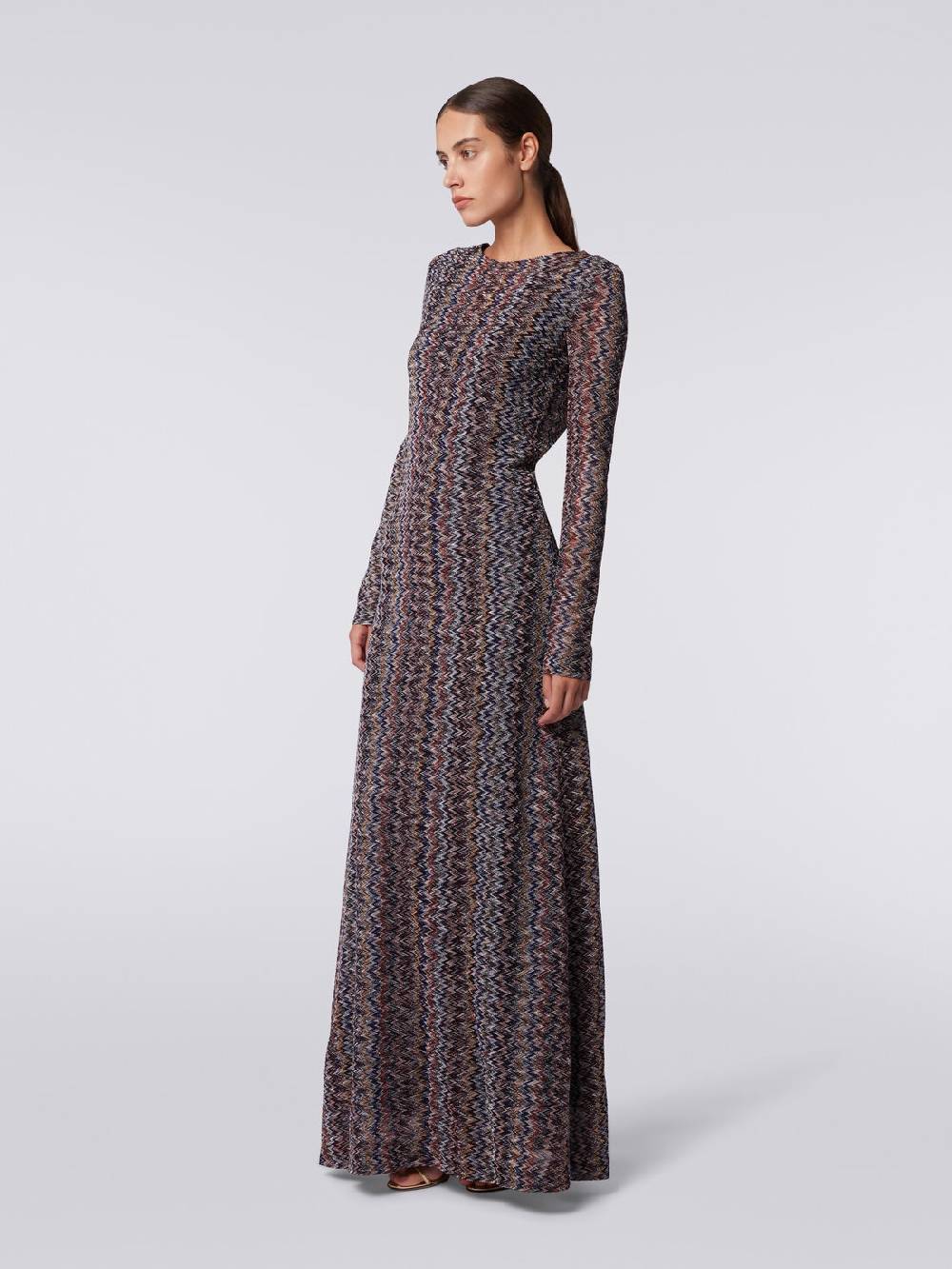 Missoni Abito lungo con scollatura a V posteriore in viscosa chevron con lurex Shopping Online
