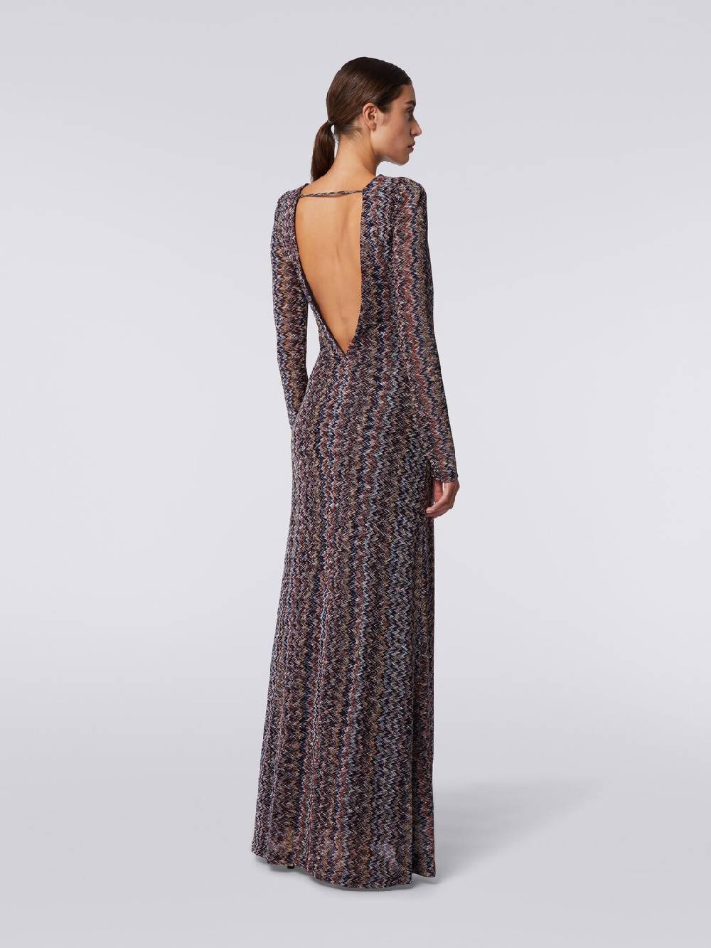 Missoni Abito lungo con scollatura a V posteriore in viscosa chevron con lurex Shopping Online