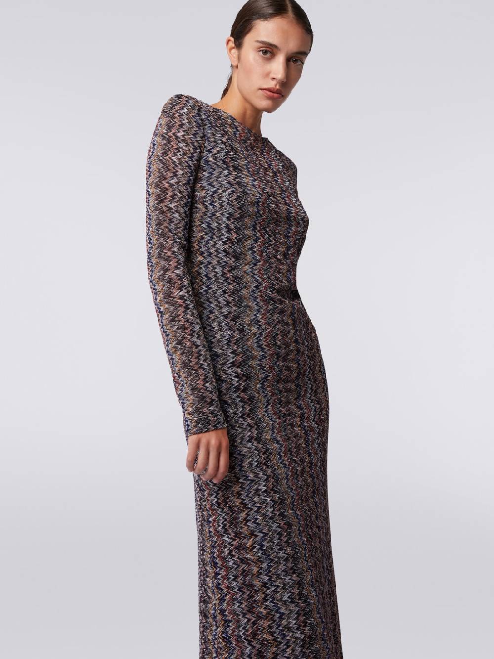 Missoni Abito lungo con scollatura a V posteriore in viscosa chevron con lurex Shopping Online