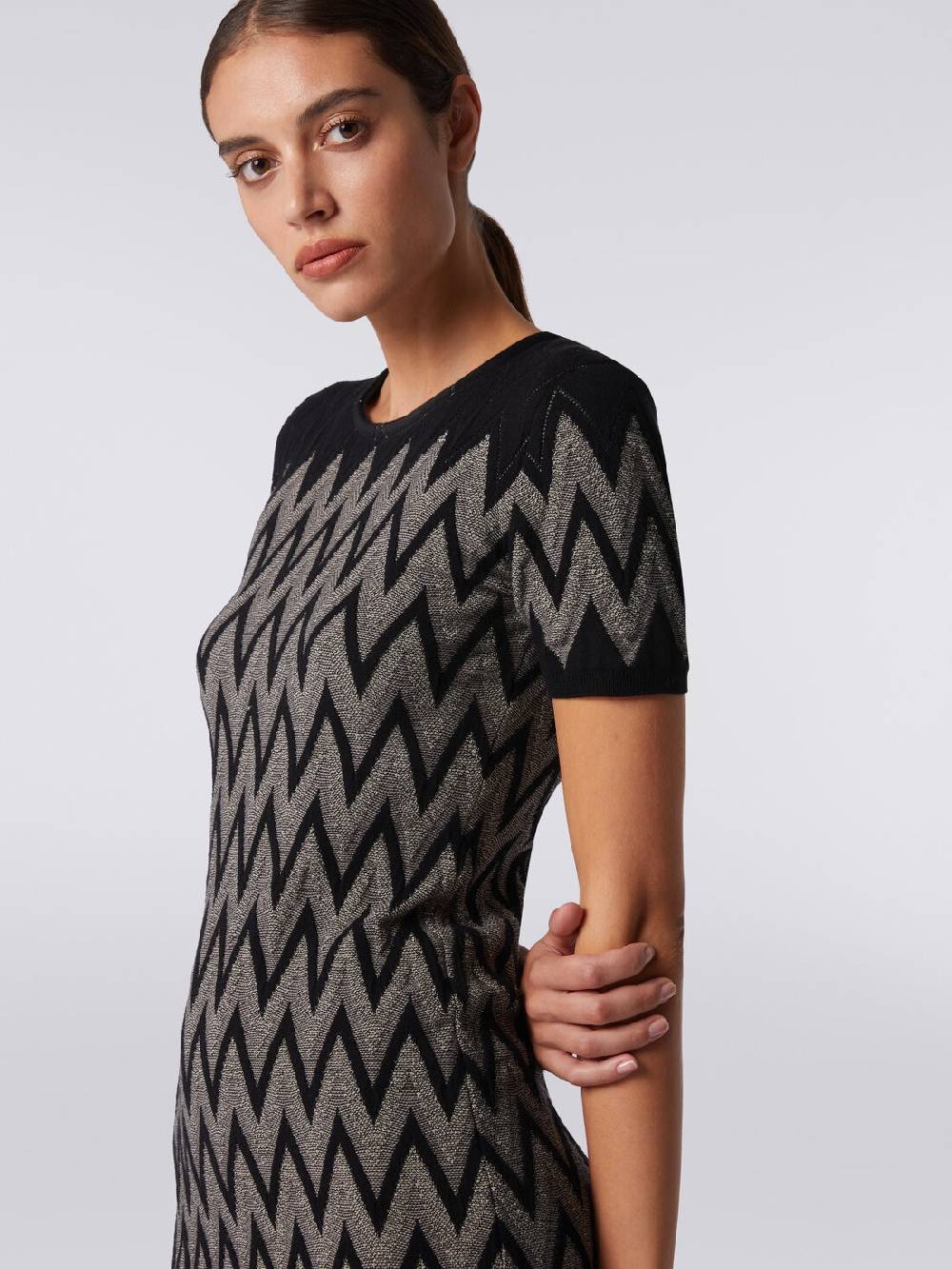 Missoni Abito girocollo in cotone chevron con lurex Acquista Ora
