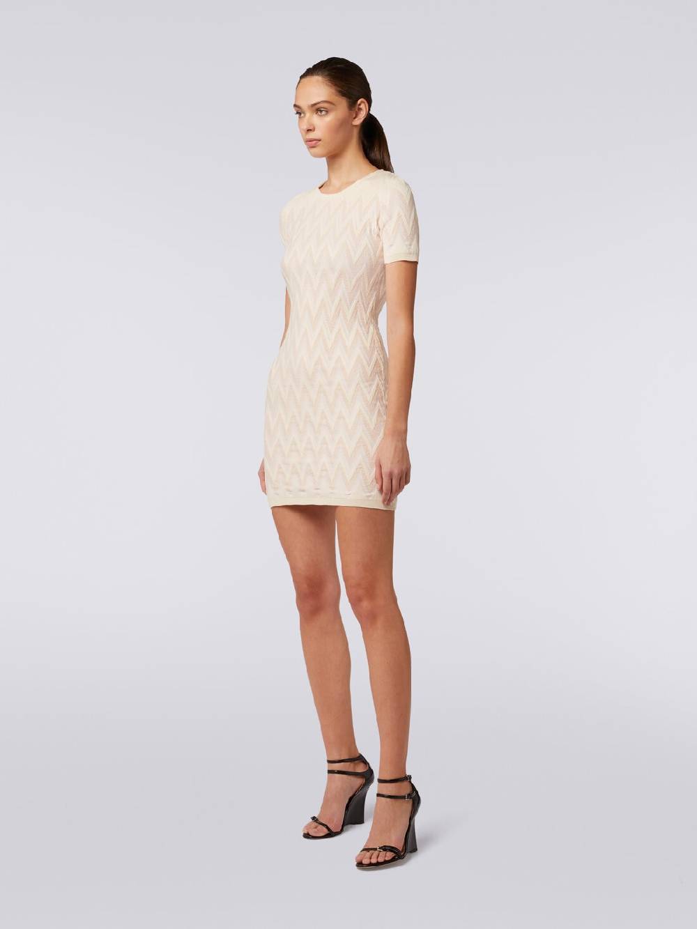 Missoni Abito girocollo in cotone chevron con lurex Consegna Veloce