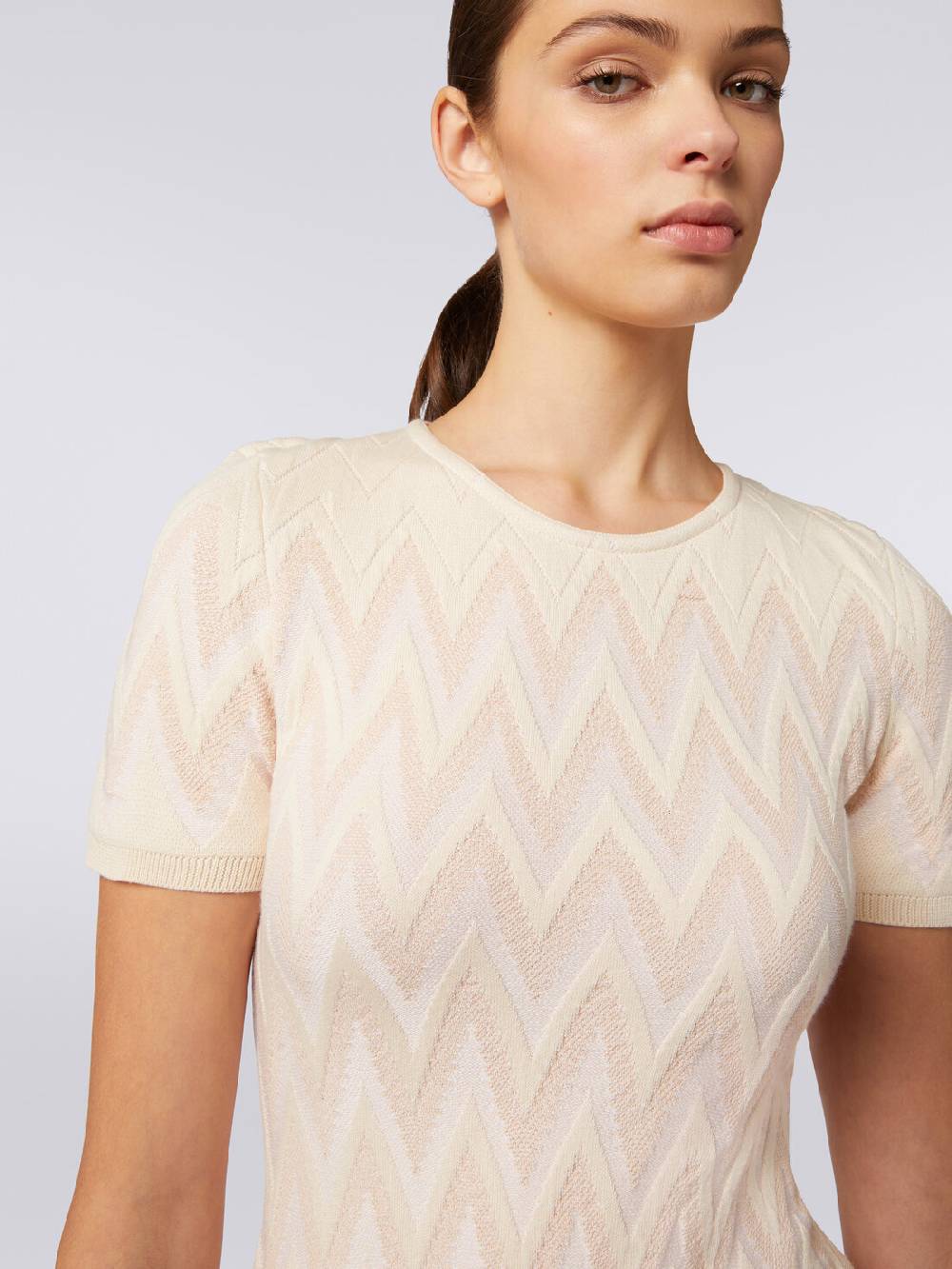 Missoni Abito girocollo in cotone chevron con lurex Consegna Veloce