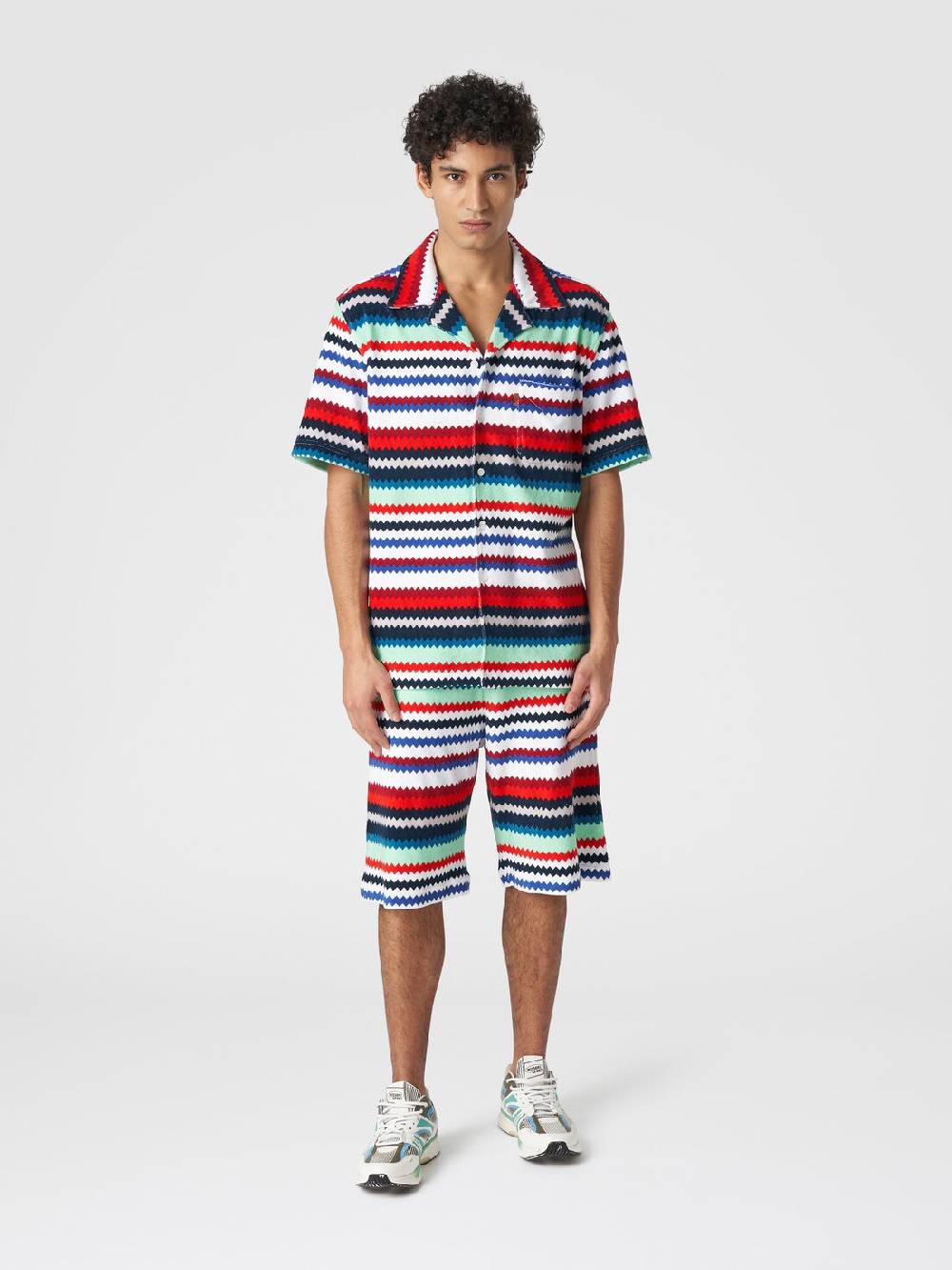 Missoni Camicia a maniche corte modello bowling in spugna zig zag Italia