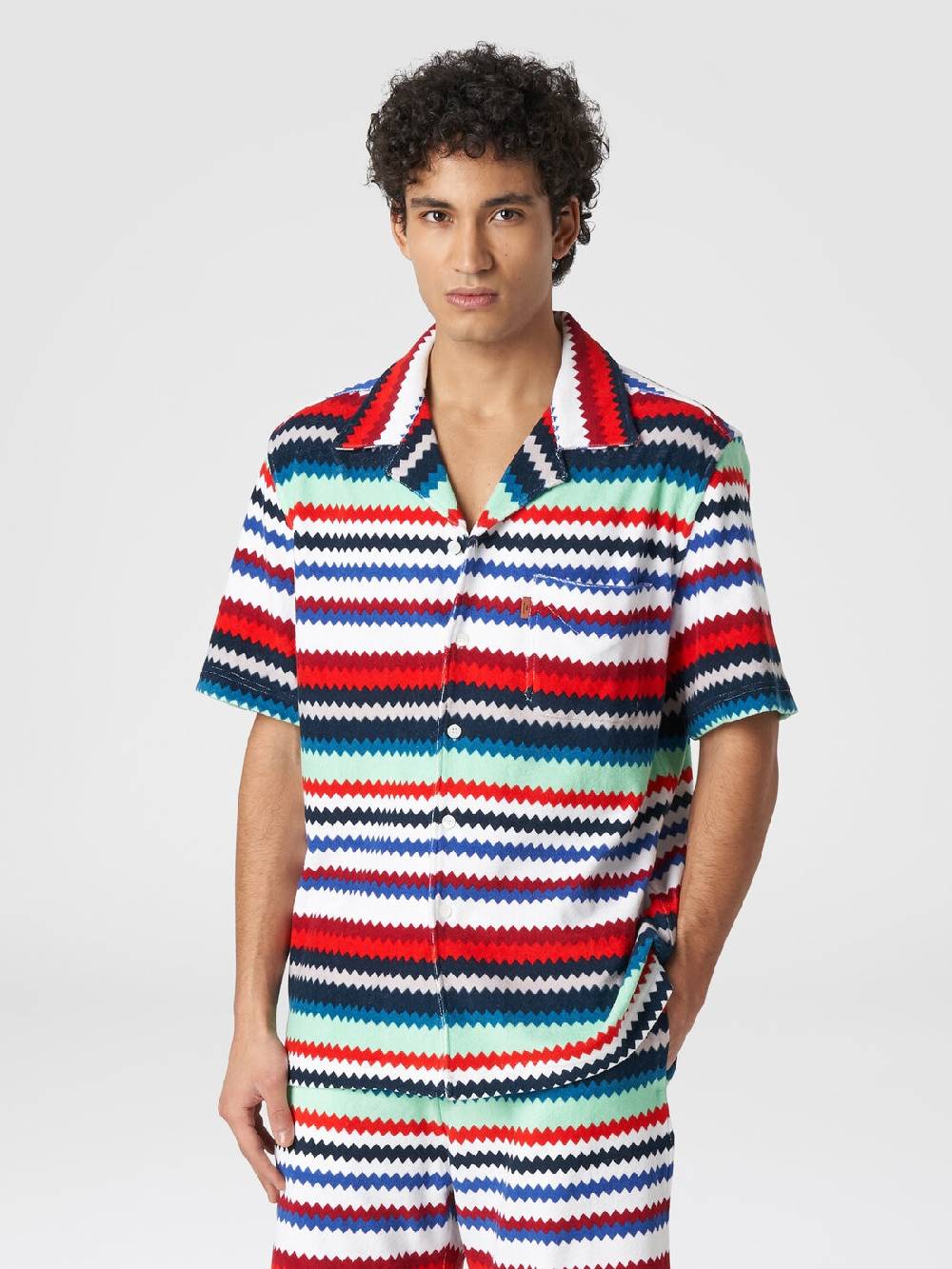 Missoni Camicia a maniche corte modello bowling in spugna zig zag Italia