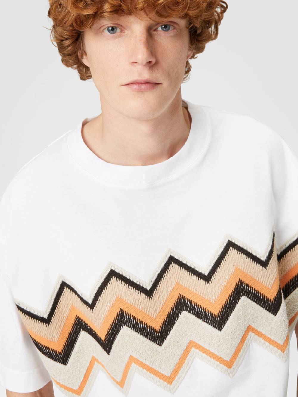 Missoni T-shirt in jersey di cotone con ricamo zig zag Nuovo