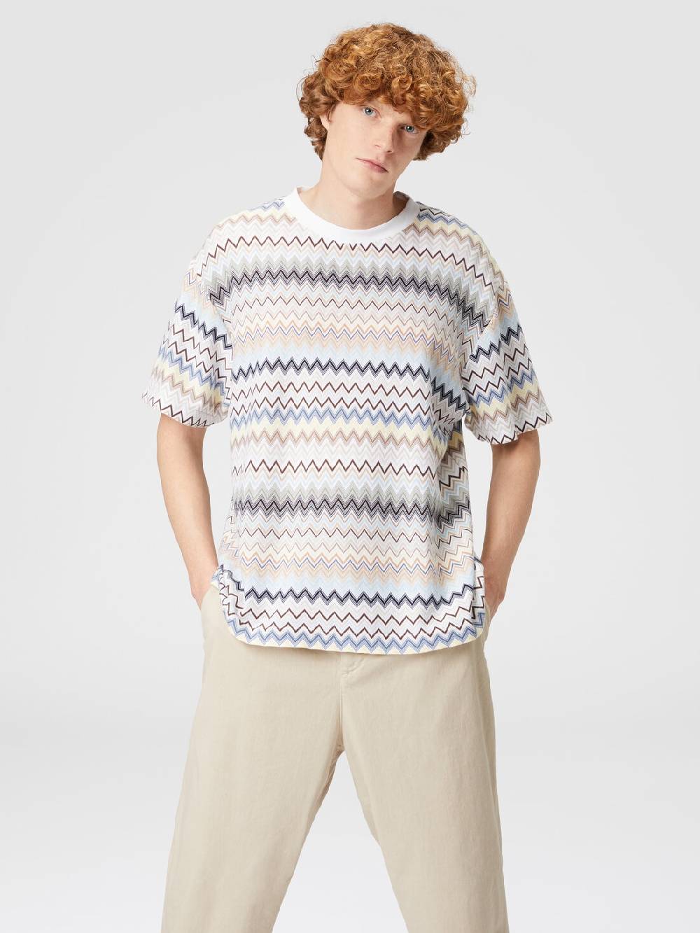 Missoni T-shirt con motivo zig zag e logo posteriore Vendite stagionali