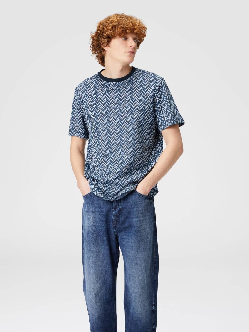 Missoni T-shirt in jersey di cotone jacquard zig zag Vendita