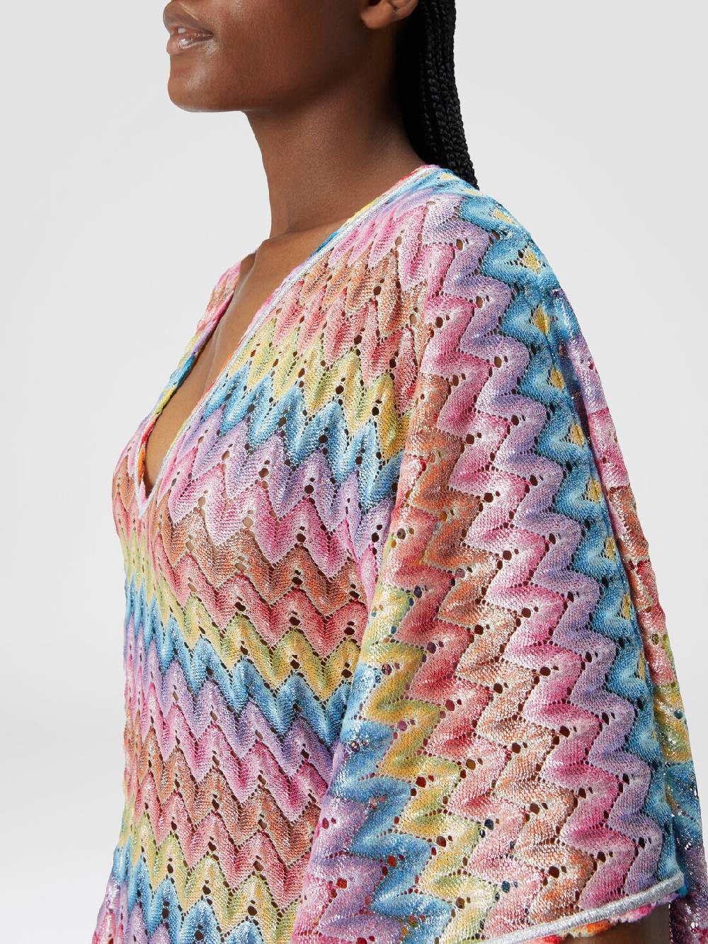 Missoni Caftano copricostume lungo in pizzo spalmato Pezzi Unici