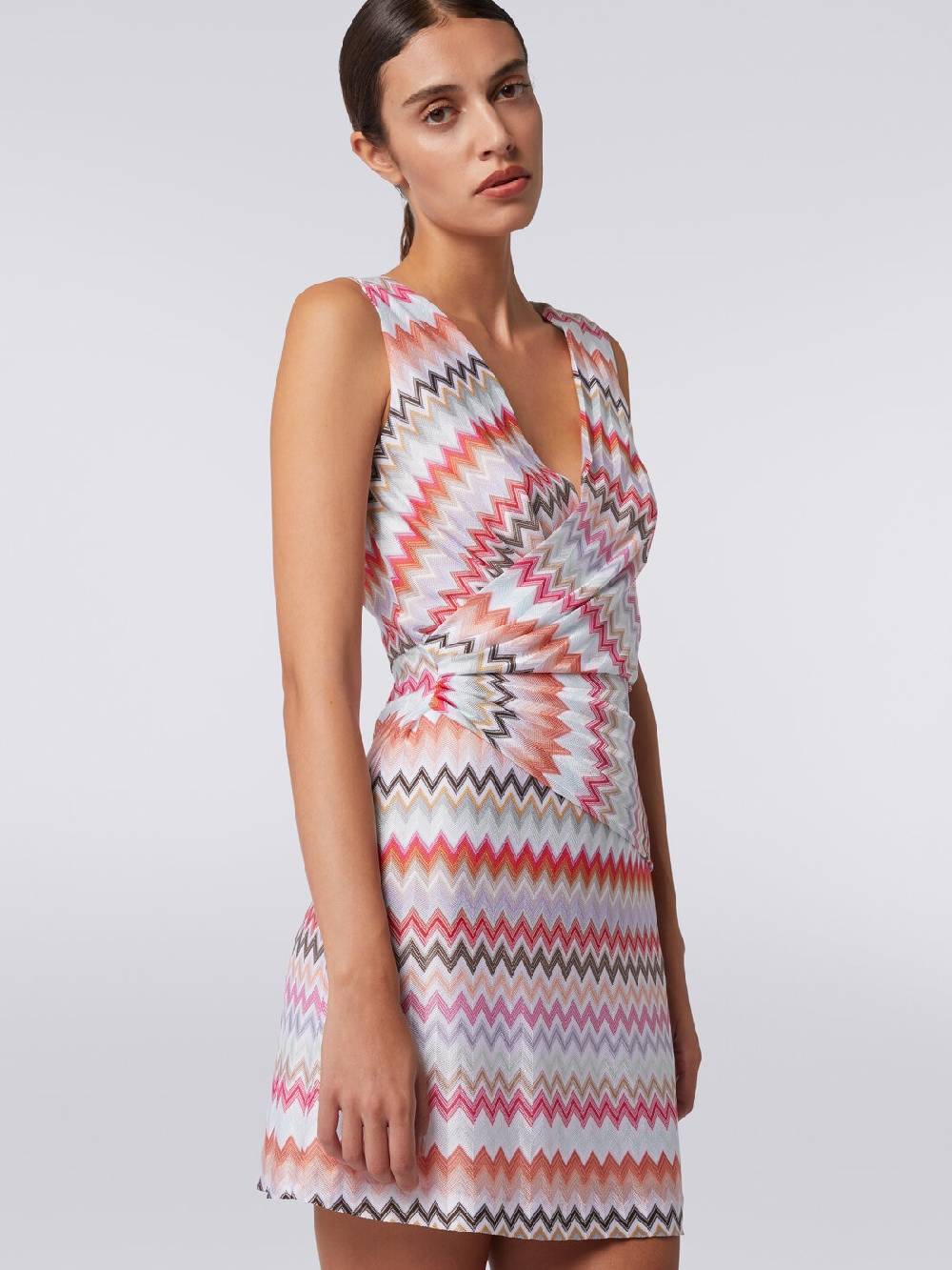 Missoni Mini-abito con scollatura a V in cotone e viscosa zig zag Fino Al -60%