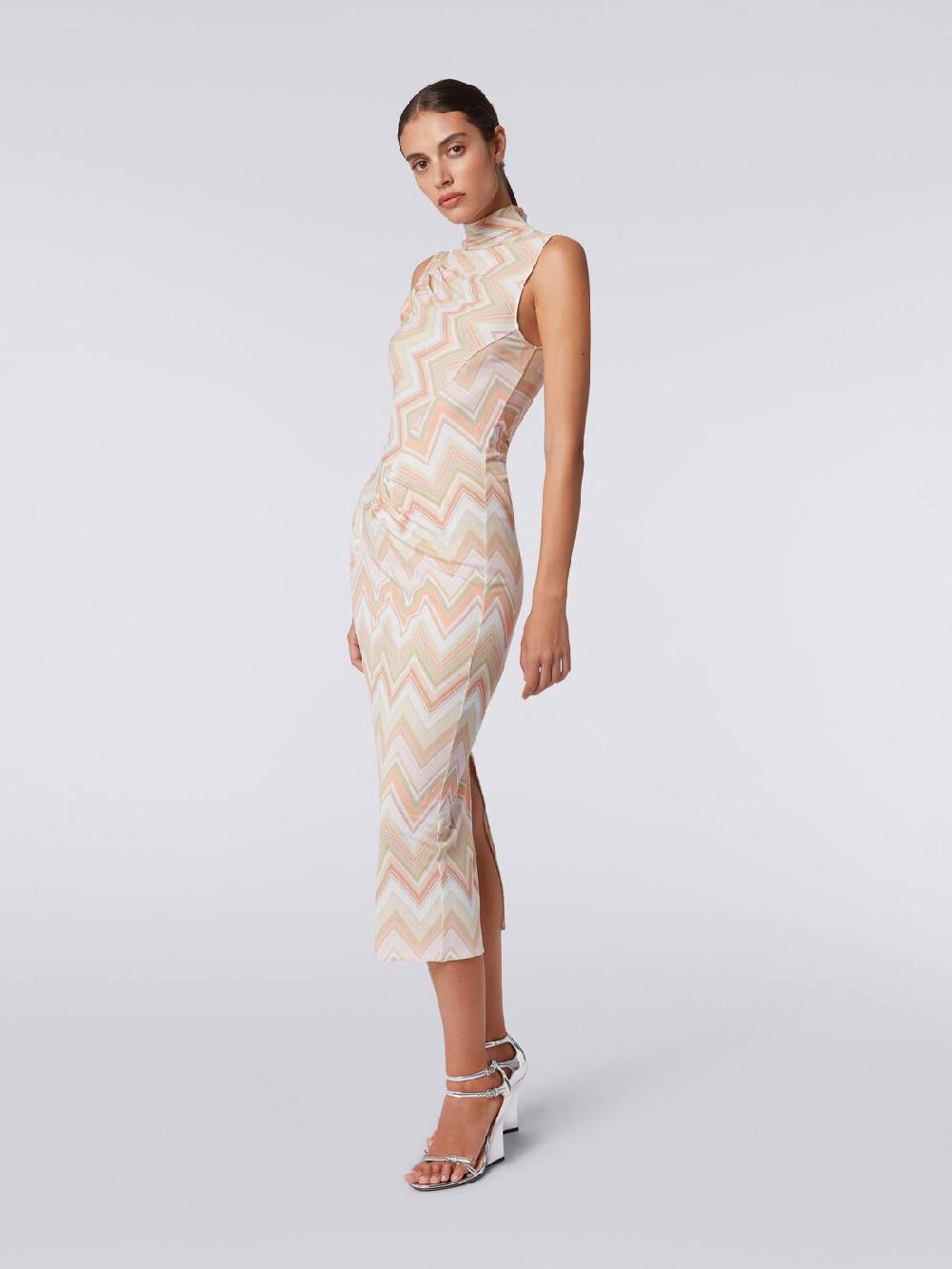Missoni Abito longuette in viscosa zig zag con arricciature Shopping Online