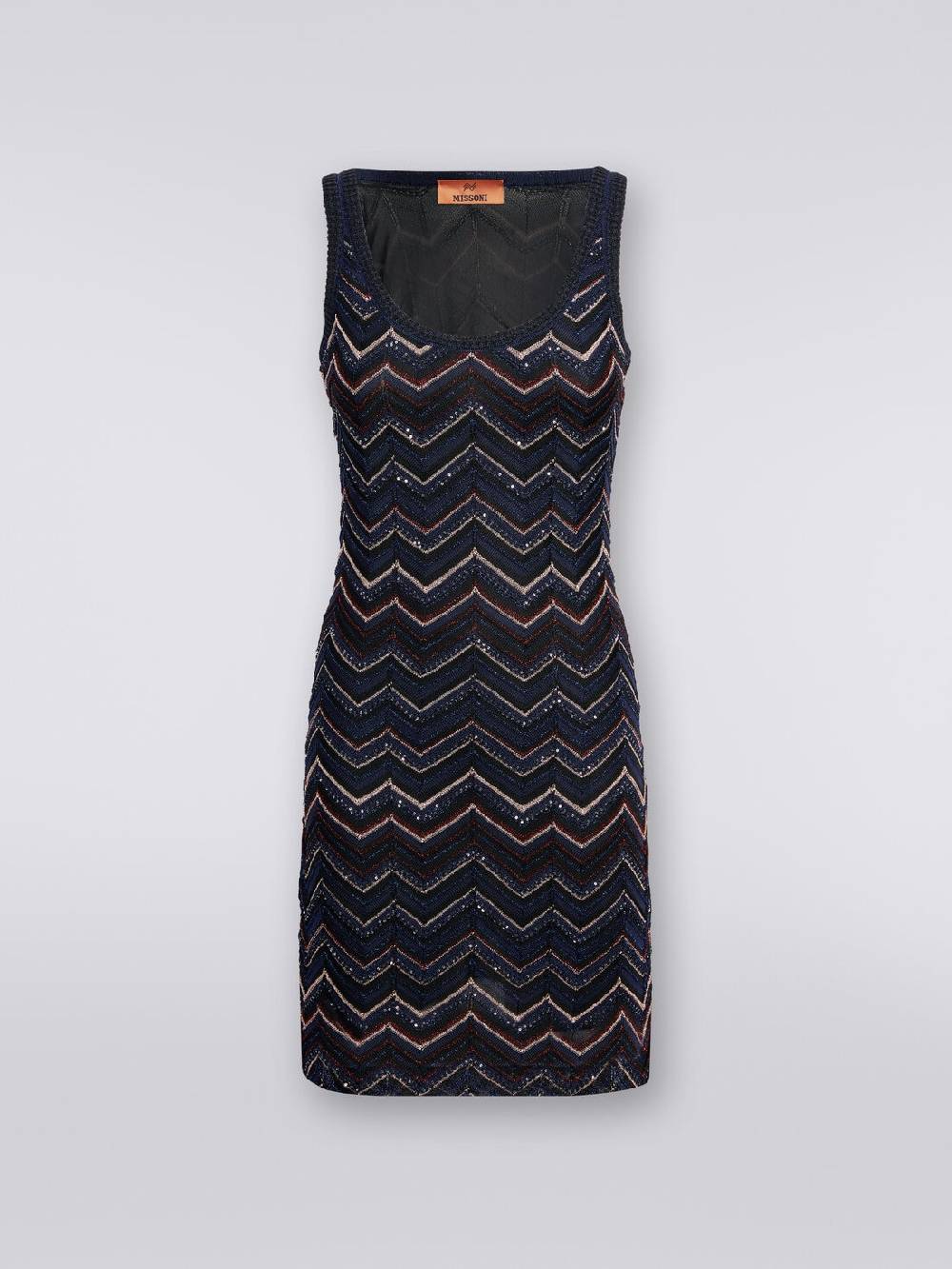 Missoni Mini-abito senza maniche in misto viscosa zig zag con paillettes Prezzo Ridotto
