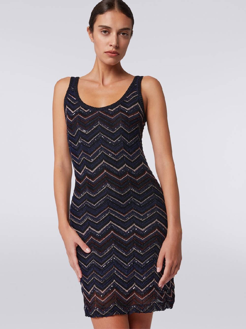 Missoni Mini-abito senza maniche in misto viscosa zig zag con paillettes Prezzo Ridotto