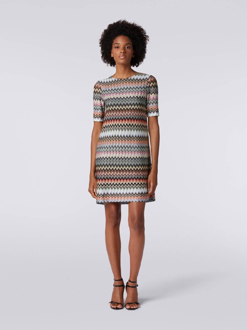 Missoni Abito a maniche corte in cotone e viscosa zig zag Sottocosto