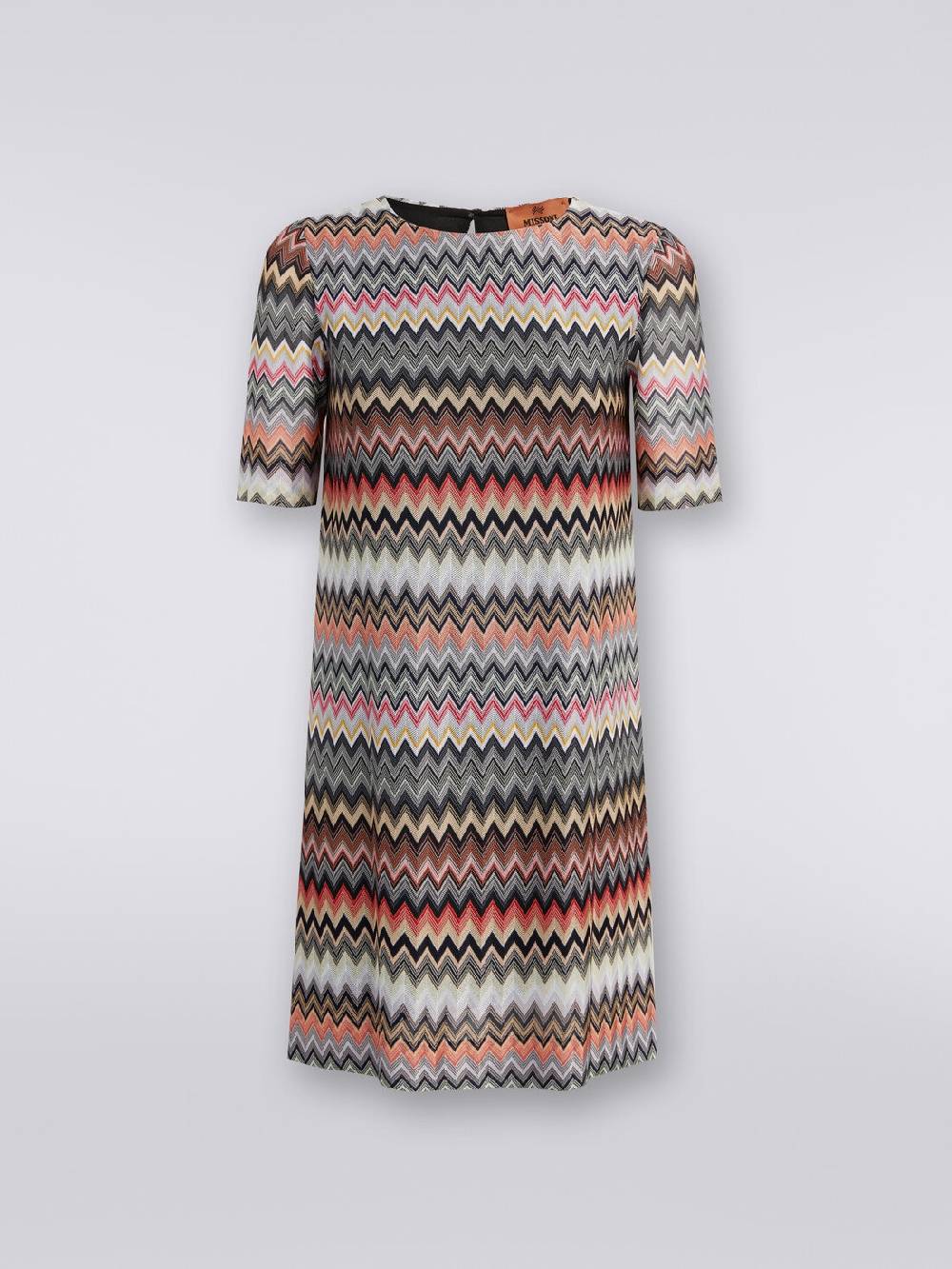 Missoni Abito a maniche corte in cotone e viscosa zig zag Sottocosto